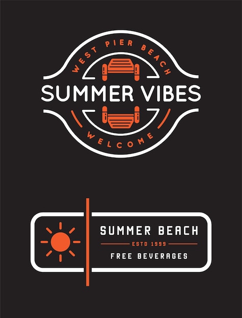 Summer Retro Vector Logo Template for Banner Poster Flyer