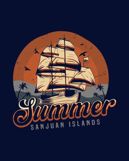 Summer retro vintage tshirt design with grunge effect