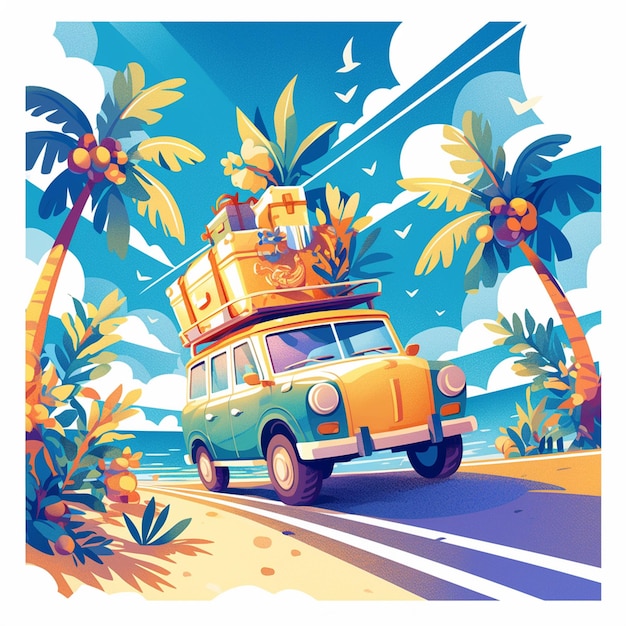 Vector summer road trip poster