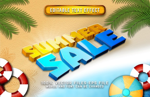 Vector summer sale 3d cartoon text effect premium vectors