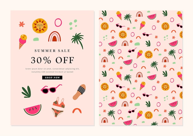 Summer Sale Announcement Card Template Design