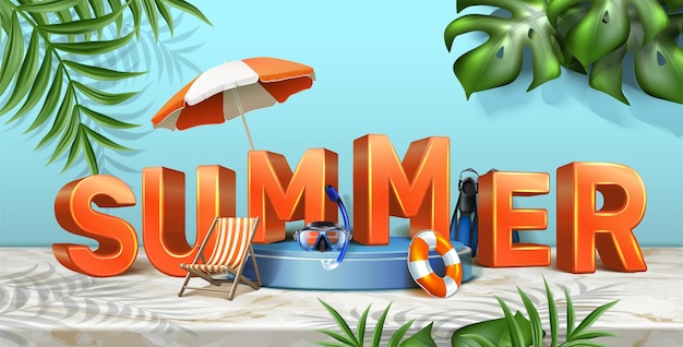 summer sale background Horizontal orientation with 3d letters