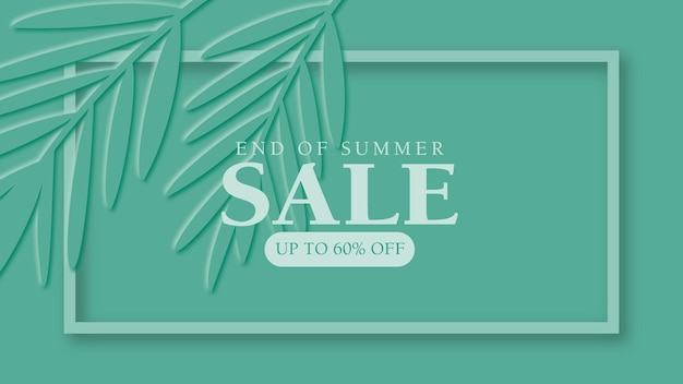 Summer Sale on a background of tropical green leaves