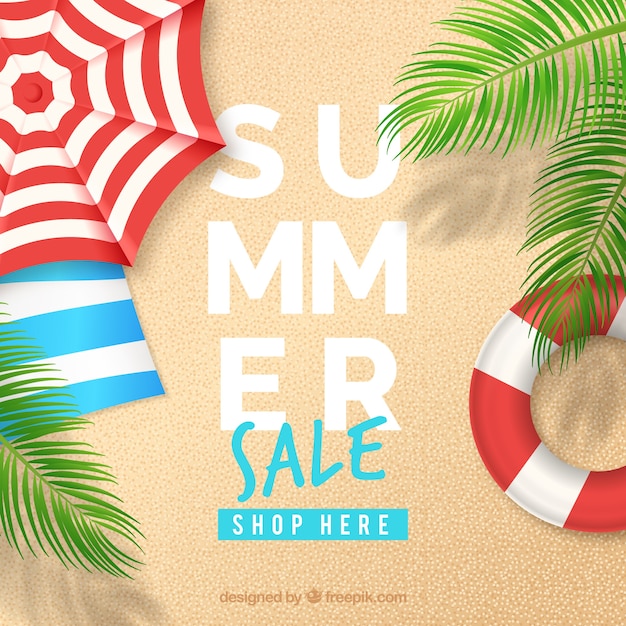 Summer sale background with beach top view