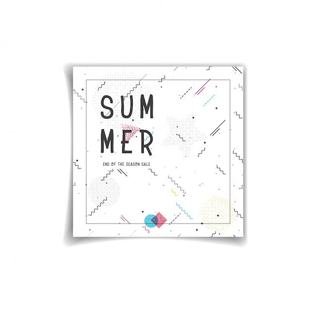 Summer sale banner decorate with memphis design