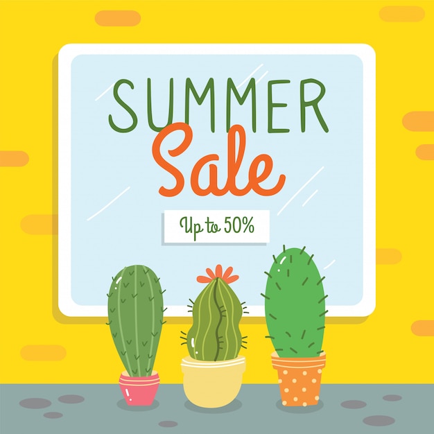 Summer sale banner design with doodle elements