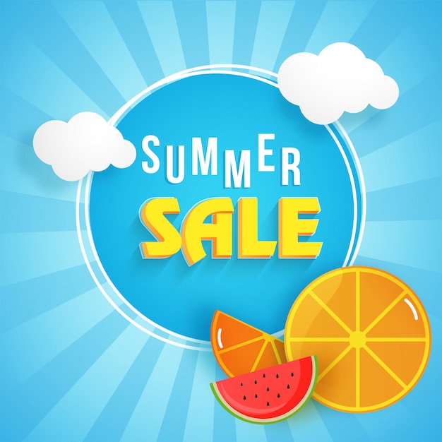 Summer sale banner design with stylish text