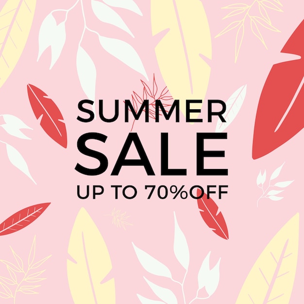 Summer sale banner design with tropical leaves background. Floral background vector. Palm leaves, monstera leaf, botanical background design for wall framed prints, wall art, invitation, poster