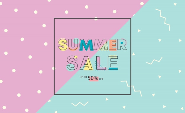 Summer Sale Banner geometric design.