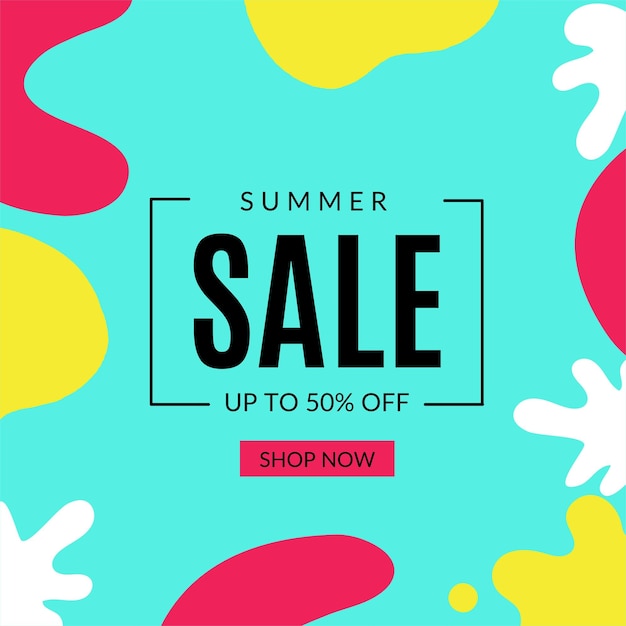 Summer Sale banner hot season discount poster