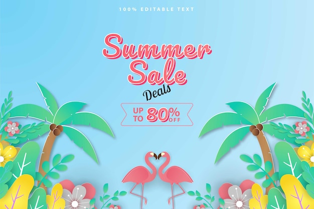 summer sale banner in papercut style 