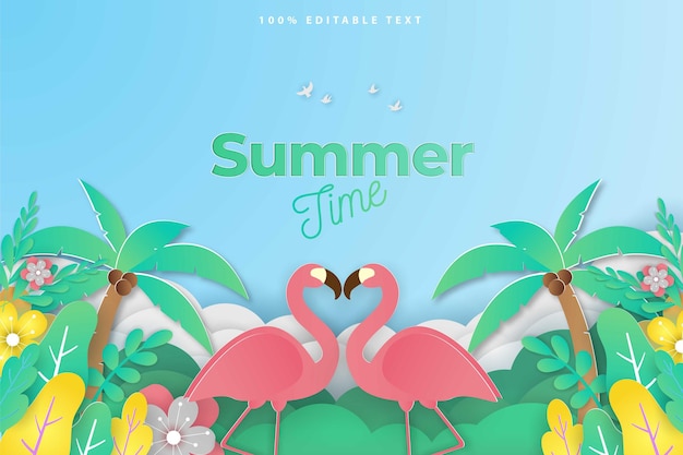 summer sale banner in papercut style 