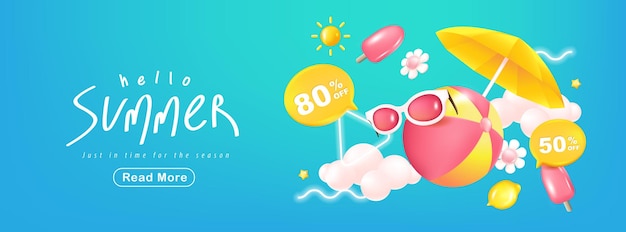 Summer sale banner poster background with beach vibes decorate