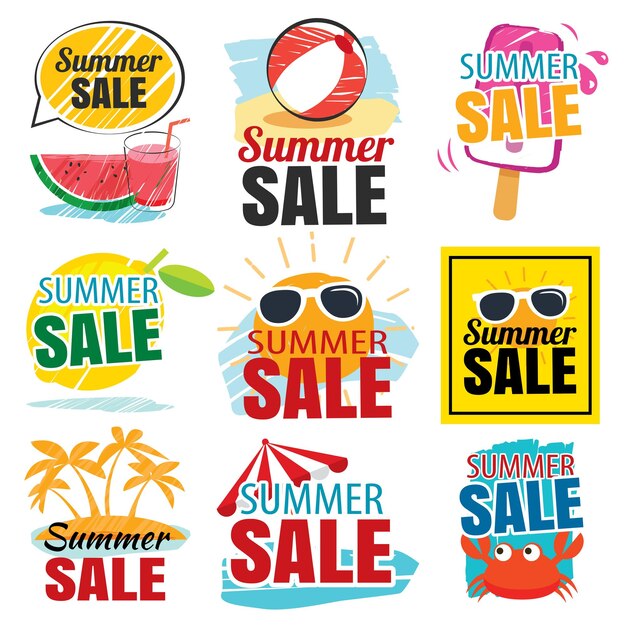 Vector summer sale banner set