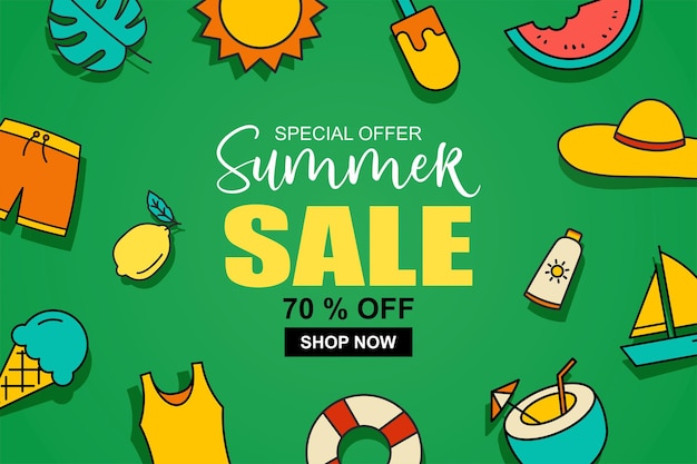 Summer sale banner template discount special offer.