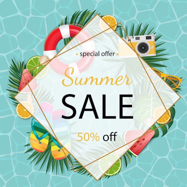 Summer sale banner vector illustration. 