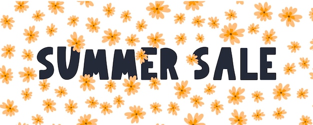 Summer sale banner with flowers  