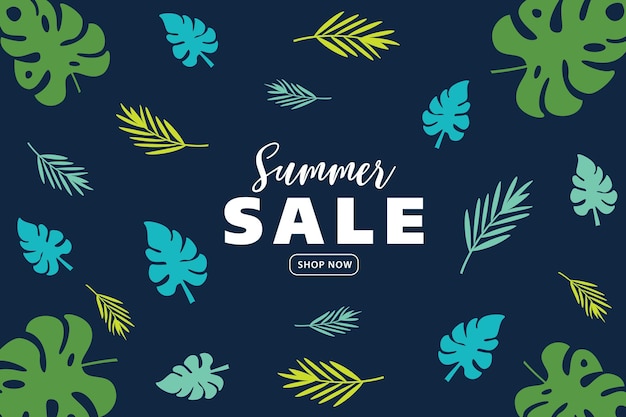 Summer sale banner with tropical theme