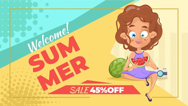 Summer sale banners with women