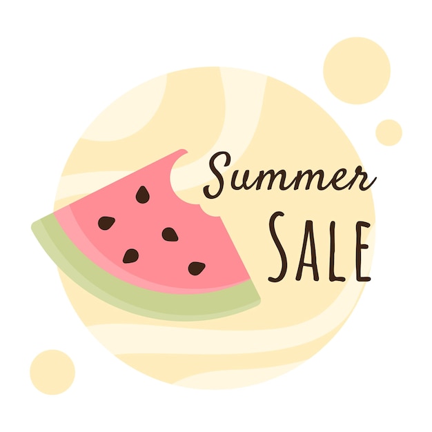 Summer sale concept Simple vector illustration of a watermelon Discount template for banner