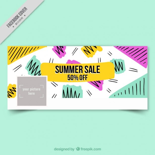 Vector summer sale cover in memphis style