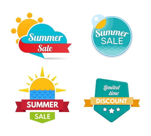 Summer sale Design banners and discount stickers Special offer templates