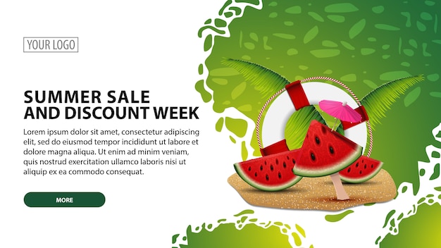 Summer sale and discount week, modern horizontal web banner with beautiful texture 