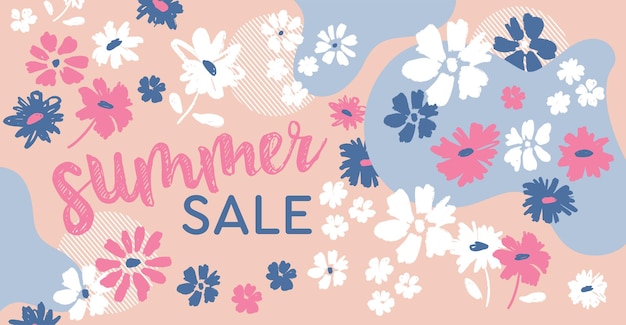 Summer sale. Floral background for textile, swimsuit, wallpaper, pattern covers, surface, gift wrap.