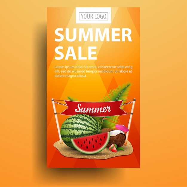 Summer sale, modern, stylish vertical banner template