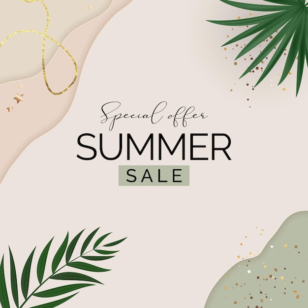 Summer sale Natural with Tropical Palm Leaves