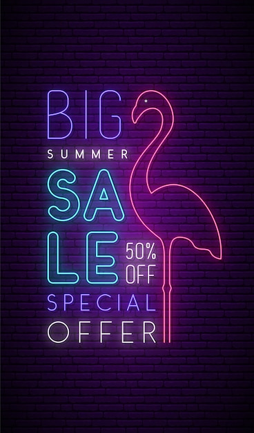 Summer sale neon signboard.