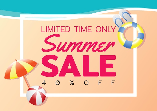 Summer sale offer bannersea and beach theme with its symbolmodern and fashionable design