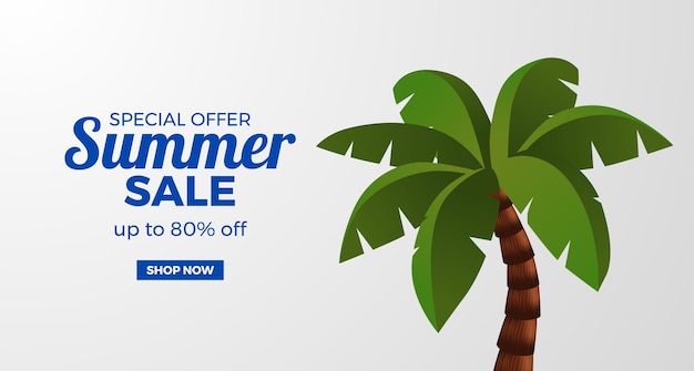 summer sale offer promotion banner with palms