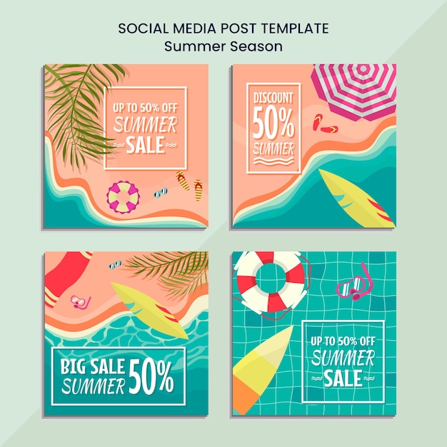 Summer sale promo social media feed template