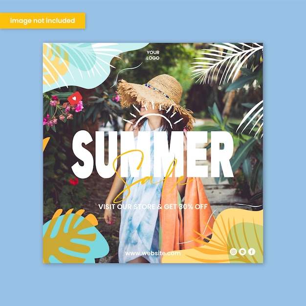 Summer sale social media post template