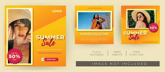 Summer sale social media template for promotion banner