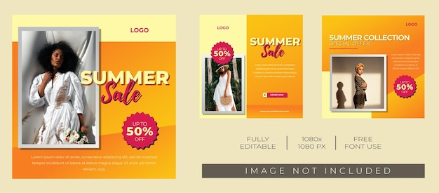 Summer sale social media template for promotion banner