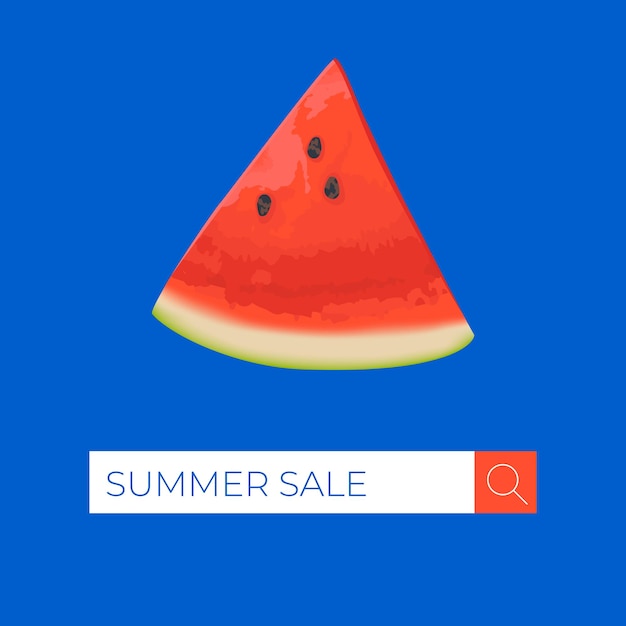 Summer sale square banner template for social media ads Vector Summer sale banner in modern design with watermelon slices Search line design