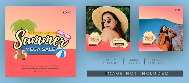 Summer sale template for Social media post with Pink Modern and Unique colourway