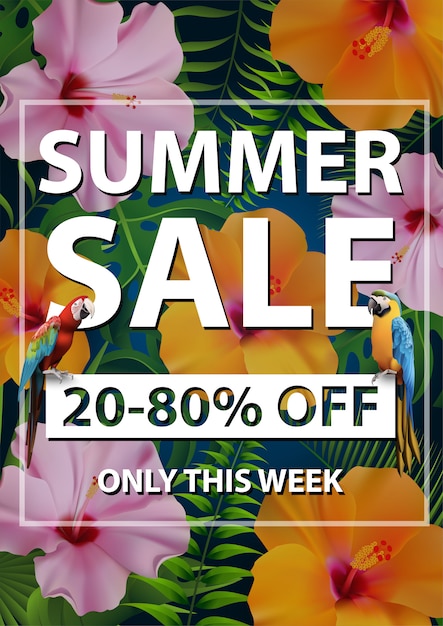 Summer Sale Tropical banner, flyer Seasonal Promotion