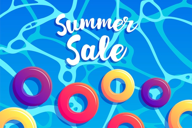 Summer sale vector background Sea water with swiming circles flyer for vacation illustration