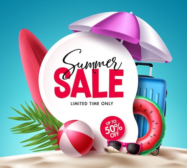 Summer sale vector banner design Summer sale limited offer text in empty space frame for promo