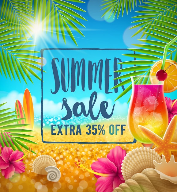 Summer sale vector design Summer holidays and vacation illustration