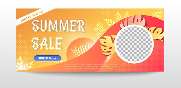 Summer sale web banner template with vibrant gradient color