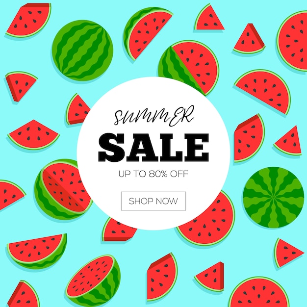 Summer sale with Watermelon banner