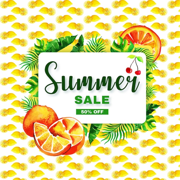 Summer Sale Yellow Red Green Background Professional Banner Multipurpose Design Free Vector