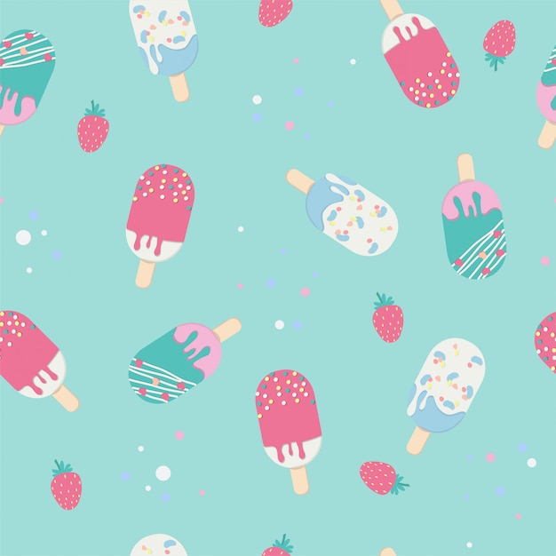 Summer  Seamless patern,  ice cream in pastel color.