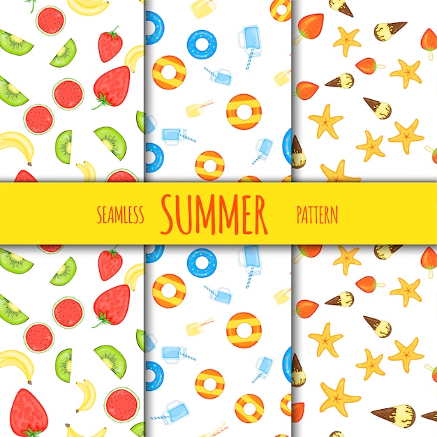 Summer seamless pattern set