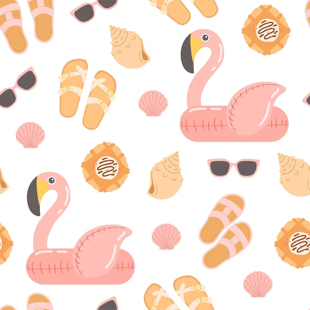 Summer seamless pattern vector illustration flat design