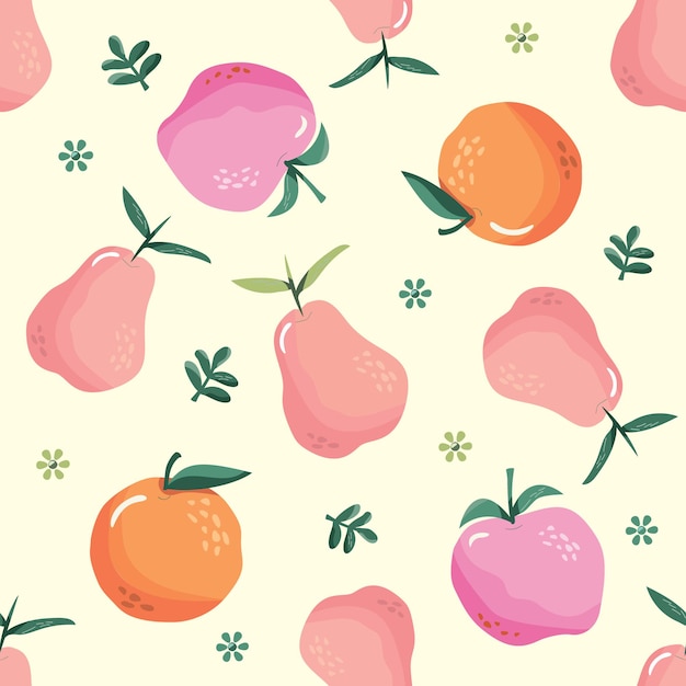 Summer seamless pattern with fruits.